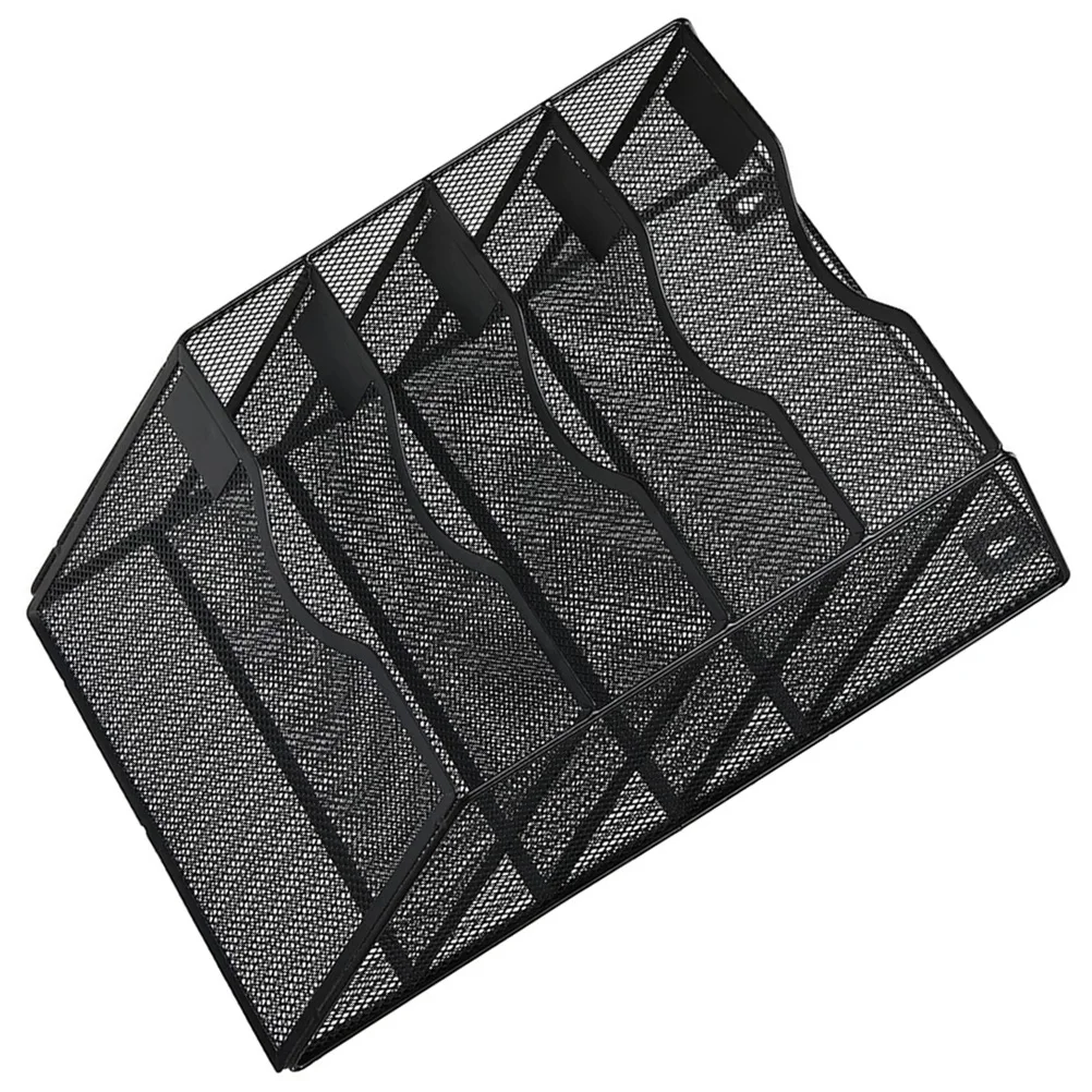 5 camadas de metal a4 documento menu rack revista titular ferro arquivo gerenciamento rack preto montagem na parede escritório ganizer