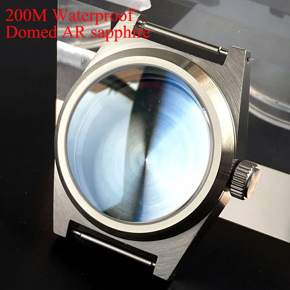 MATELION 38mm AR recubierto cristal de zafiro abovedado buceo 200M caja de reloj impermeable ajuste NH35 NH36 NH34 ETA 2824 PT5000 relojes para hombres