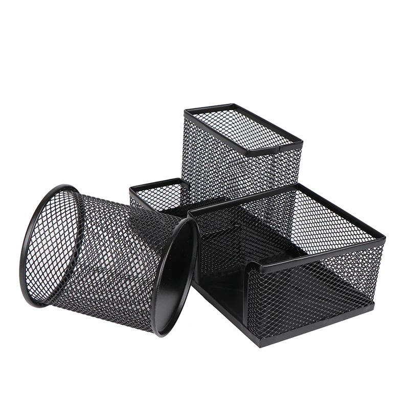 Desk Stationery Organizer Creative Metal Pen Holder Pencil File Storage Rack 3 Grid Storage Box Office Desktop Accessories