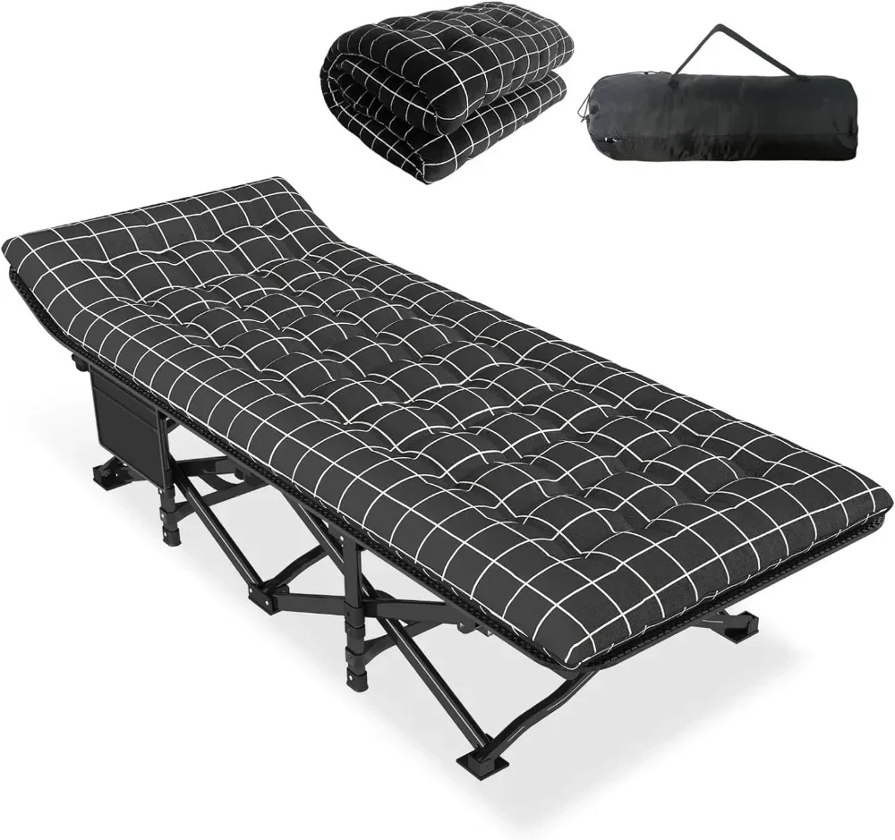 

Camping Cot for Adults with Cushion Comfortable,Portable Folding Bed for Sleeping,Lightweight Folding Bed with Carry Bag