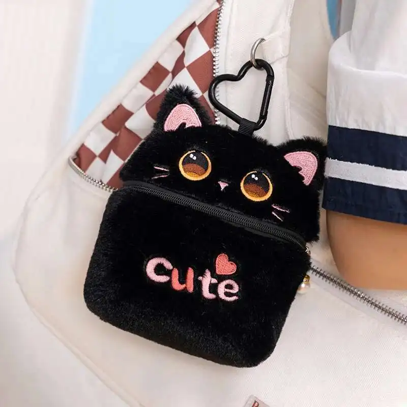 

Новый мультяшный черный кот, плюшевый кулон, милый кот, сумка для ключей, сумка для губной помады, сумка для ювелирных изделий, сумка для наушников, сумка для хранения кабеля данных, подарок для ребенка