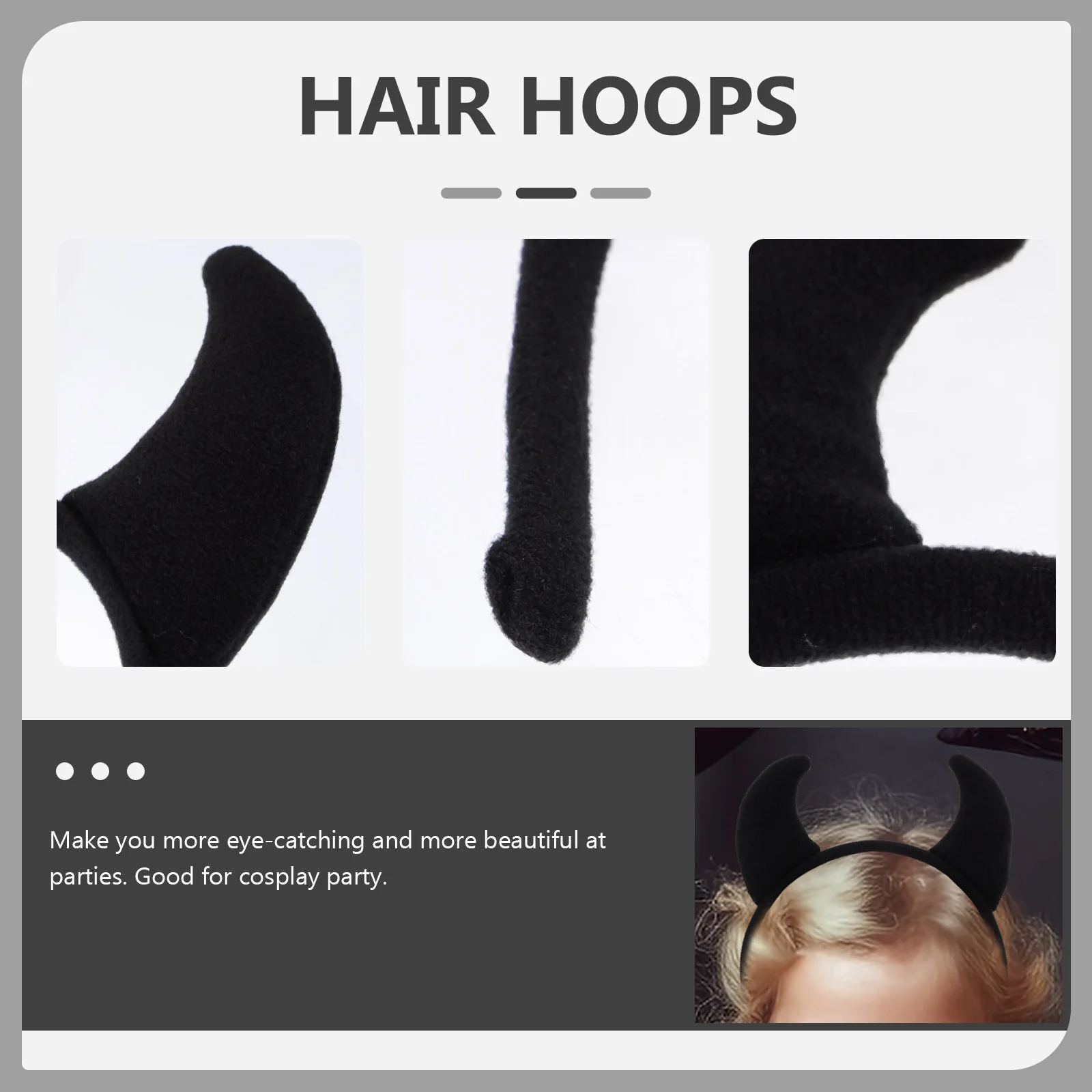 

2Pcs Demon Horns Headb s Lightweight Comfortable Party Supplies Hair Hoops Headdress Black Cosplay Accessories Photo Props