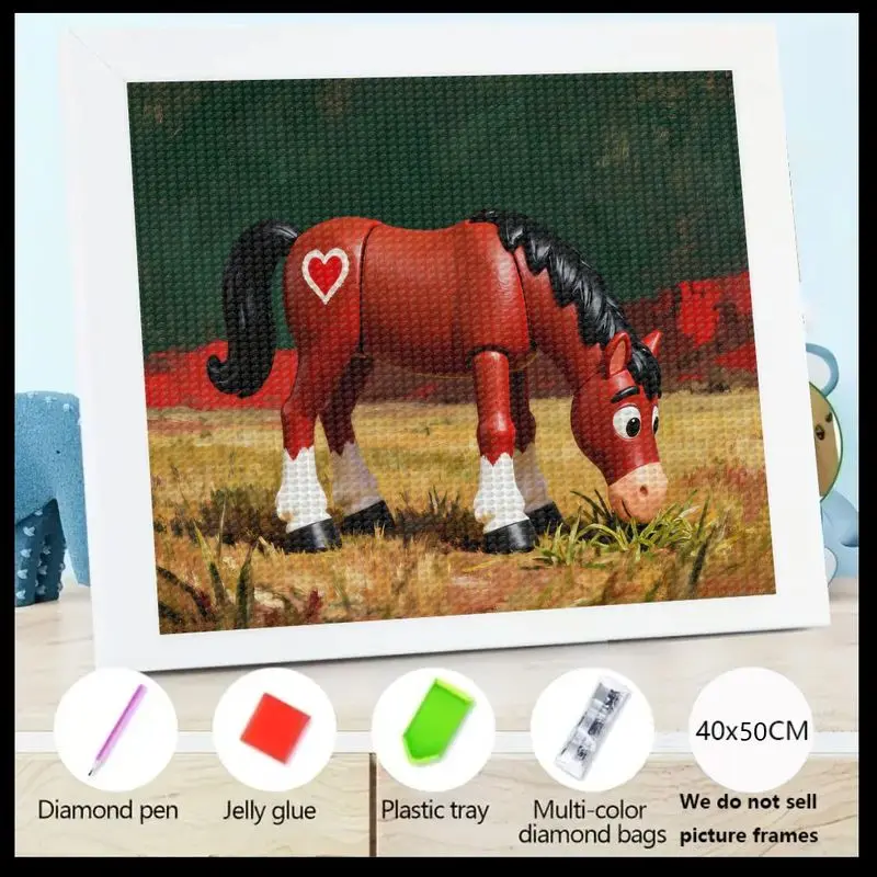 

1 шт. 5D DIY Полный дрель Милый мультфильм Коричневая лошадь Набор алмазной живописи с сердцем, выпасов животных Кристалл Горный хрусталь Искусство драгоценных камней для рекламы