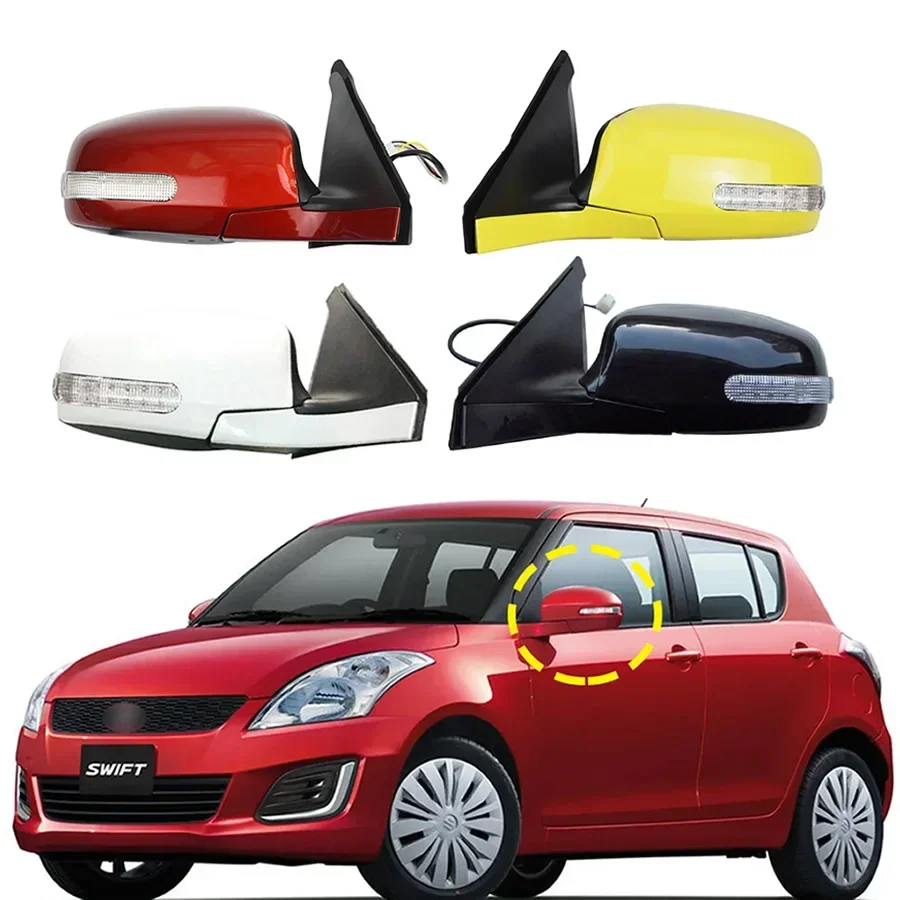 For Suzuki Swift Rearview Mirror Assembly Car Side Rear View Mirrors with Turn Signal Light  Electric Adjustment 5-wire