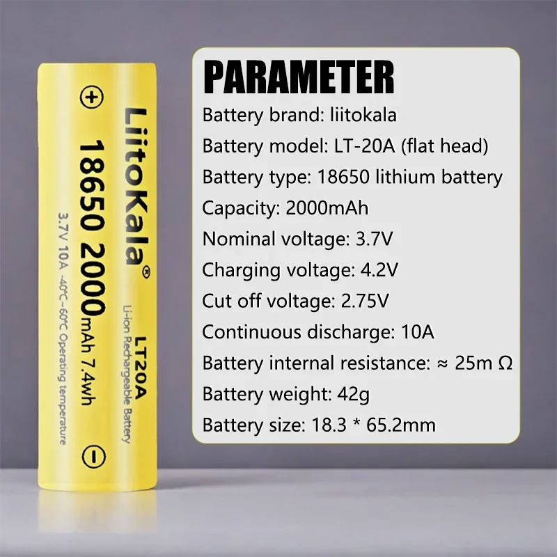 2 шт. LiitoKala LT20A 18650 2000 мАч 3,7 В литий-ионная аккумуляторная батарея для налобного фонаря мини-вентилятор лазерная указка фонарик электрический инструмент