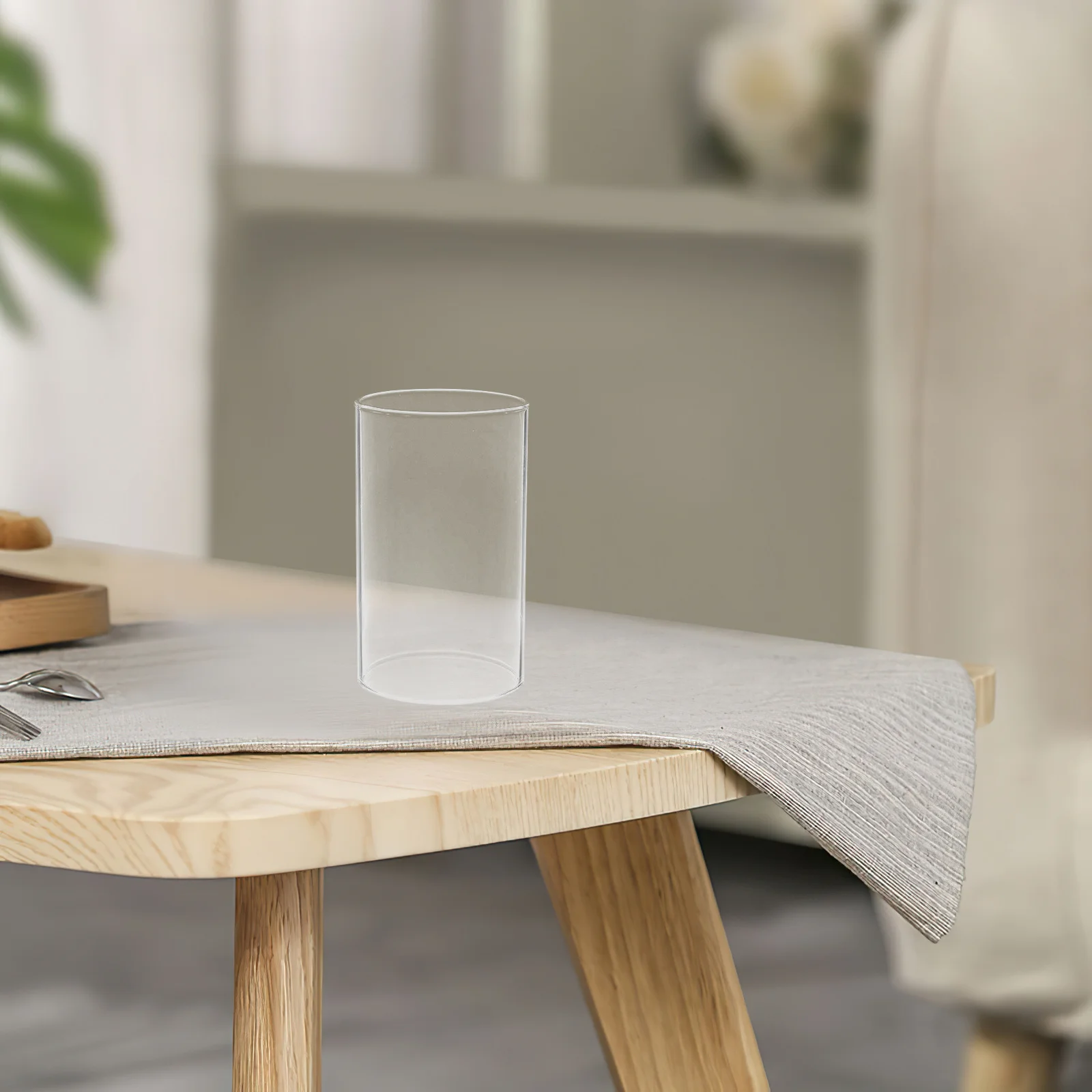 

Cylinder Glass Holder Windproof Transparent Cover for Pillar Candles Home Decoration Simple Design