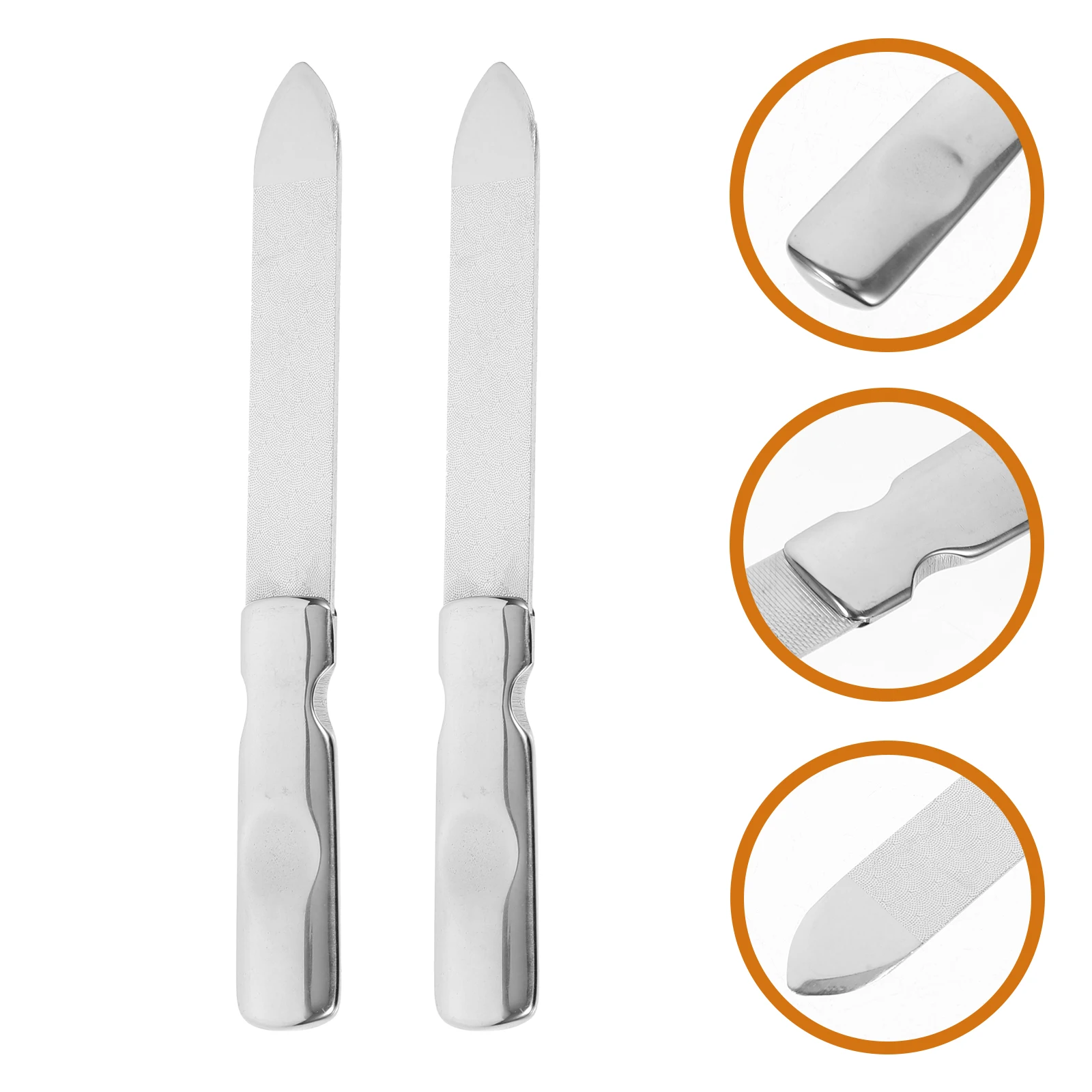 

2Pcs Stainless Steel Nail Files Easy Carry for Manicure Polish Removal Professional Use