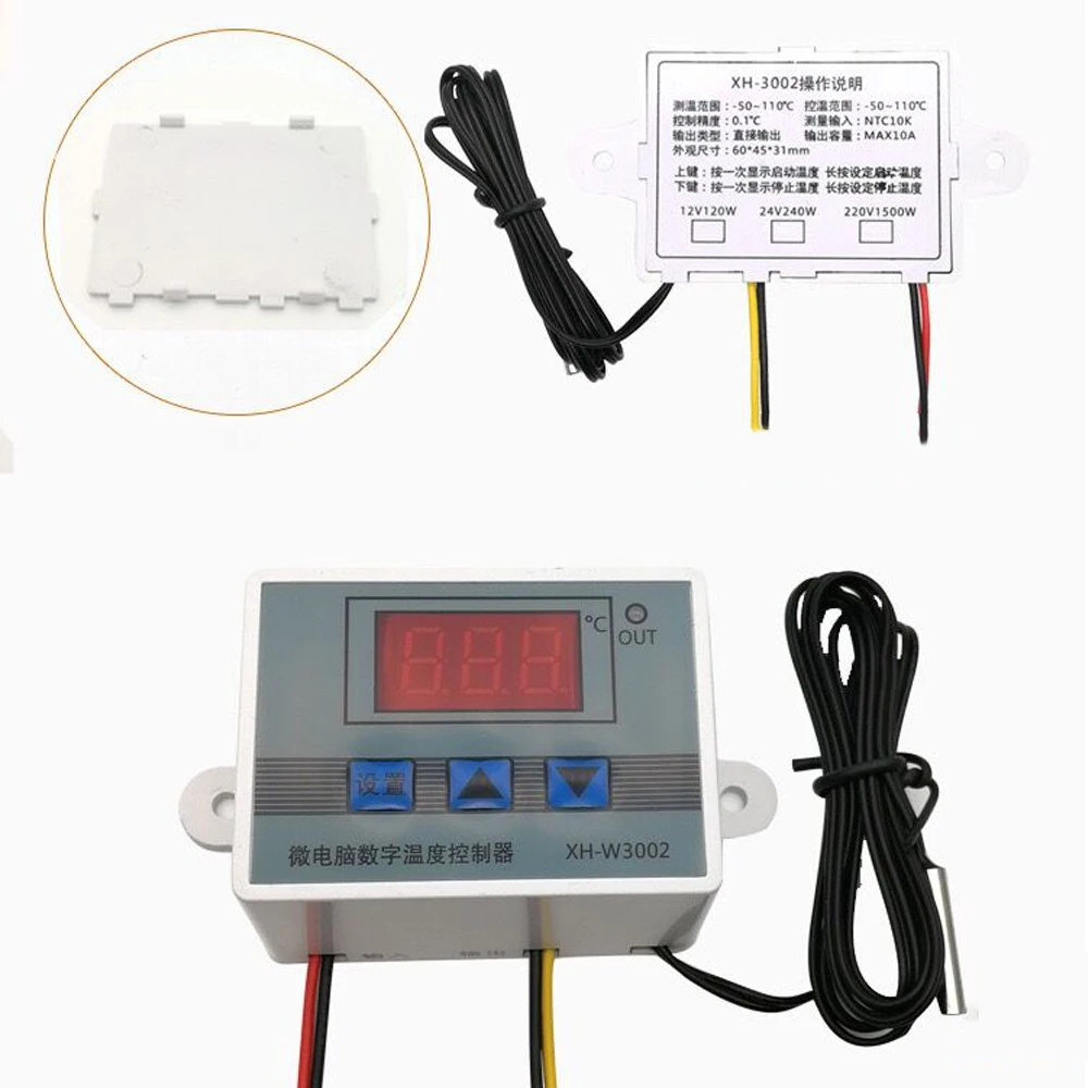 XH-W3002 Controlador de Temperatura, LED Termostato Controle Digital, Microcomputador Interruptor, Termorregulador Sensor, AC 110V-220V, DC 12V, 24V