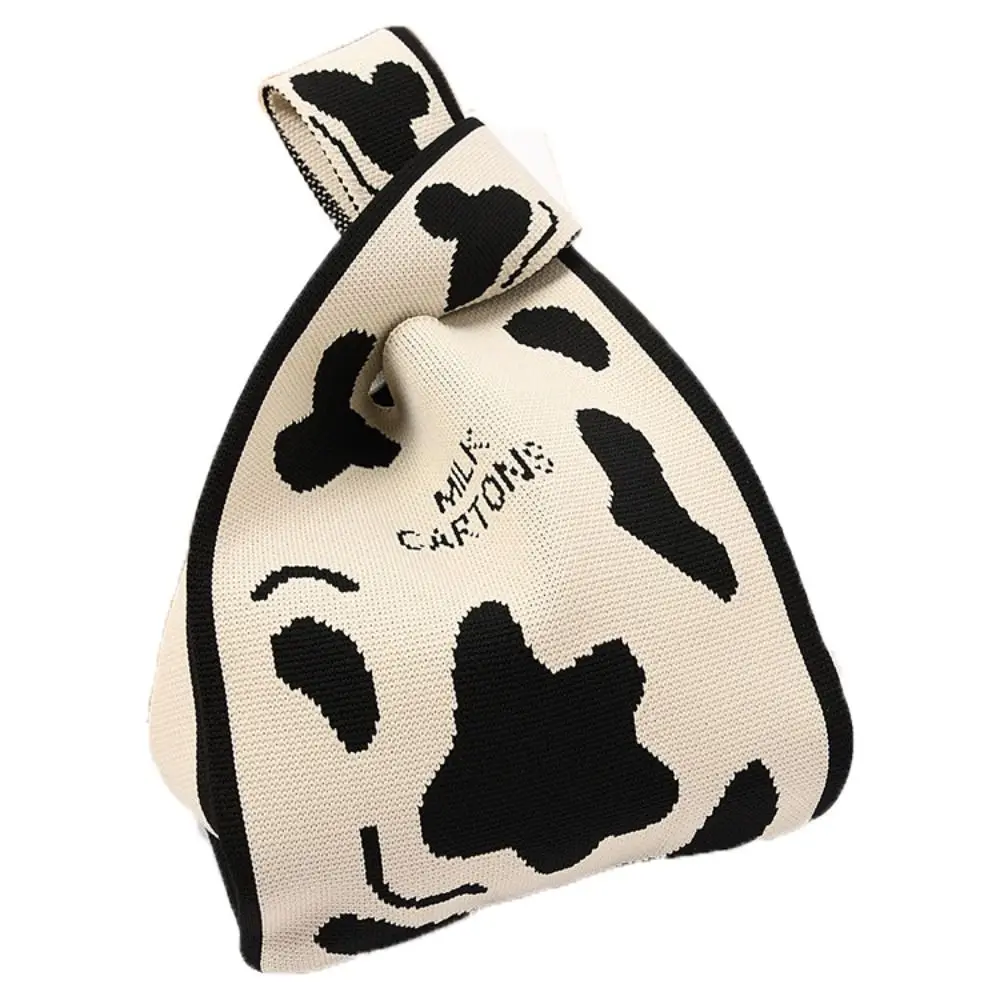 Reusable Shopping Bags Women Girls Knit Handbag Handmade Knot Wrist Bag Tote Bag