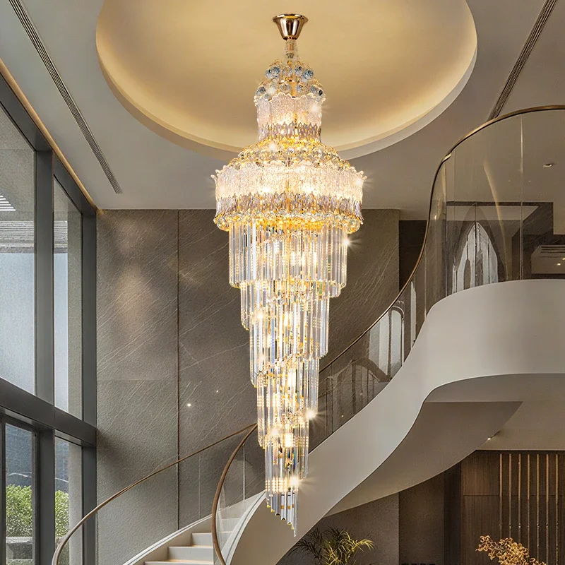 ثريا كريستال فاخرة لغرفة المعيشة Staicase اللوبي فيلا المتطورة القاعة الكبرى الضوء الرئيسي النمط الإيطالي الفاخر
