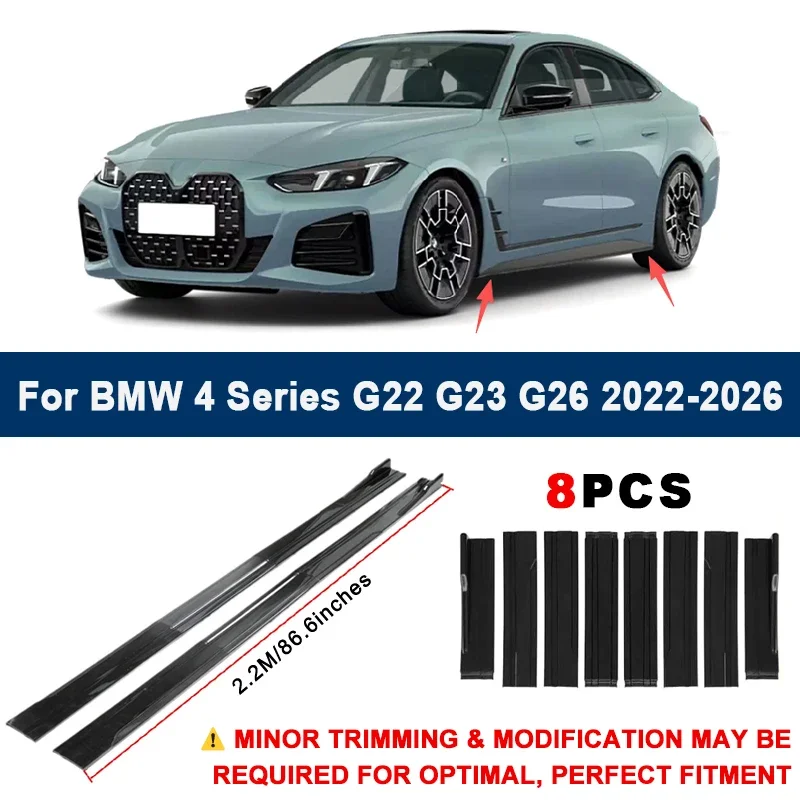 

Aerodynamic 2.2m Sectional Side Skirt Extension Lips Racing Side Spoiler For BMW 4 Series G22 G23 G26 22-26 Sport Upgrade Kit