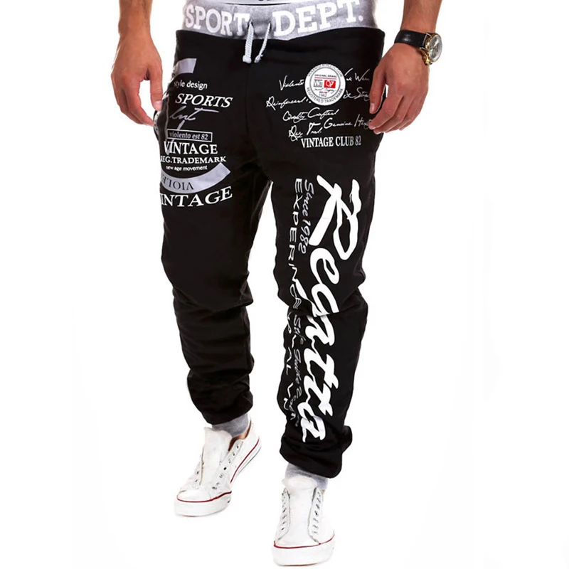 

Autumn KPOP Fashion Style Harajuku Slim Fit Trousers Loose Elastic Waist All Match Casual Pants Printed Drawstring Sweat Pants