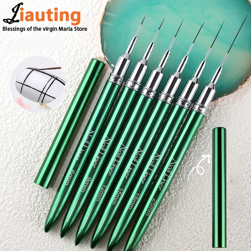 Nail Needle Tube Pulling Pen Green Metal Pole Pull Special Pen Colorful Painting Pen Nail Hook Pen Nail Art Liner Brushes