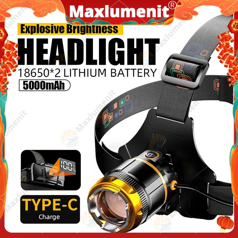 

Super Bright Headlight,18650 Rechargeable Led Usb Charging HeadLamp Fishing Lithium Battery Strong Light ，Emergency Zoom Patrol