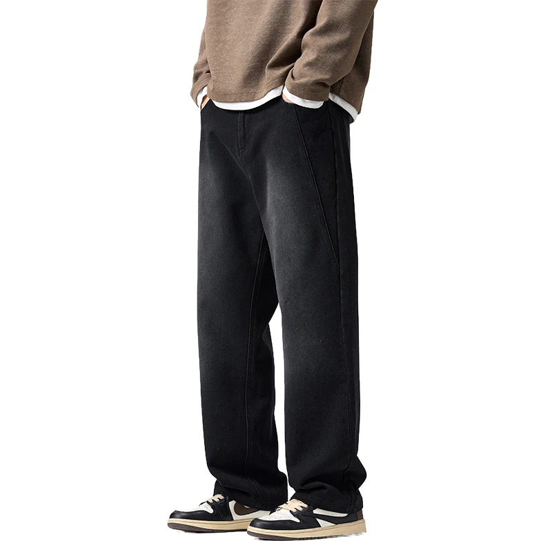 

Мужские модные джинсы из смесового хлопка на все сезоны, прямые брюки — стильная минималистичная универсальная повседневная джинсовая одежда, размеры M-5XL