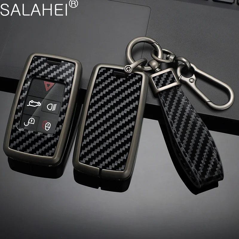 

New Carbon Fiber Zinc Alloy Car Key Case Cover Shell Holder For Land Rover Range Rover Sport Evoque Freelander2 Auto Accessories