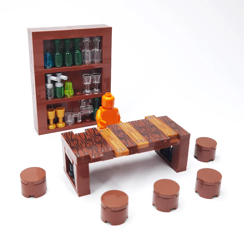 MOC-Bausteine, Möbel und Dekorationen für Wohnzimmer und Schlafzimmer – Bett, Bücherregal, Sofa, Computertisch, kleine Pflanzgefäße, Spielzeugmodelle. – Detail 11