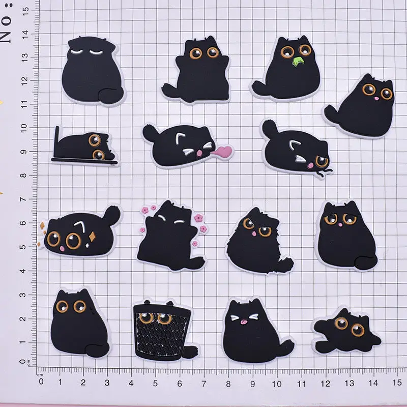 

Lovely Footwear Decoration DIY Cute Little Black Cat Series Fresh Adornment for Clogs Sandals Interesting Kids Boys Girls Gifts