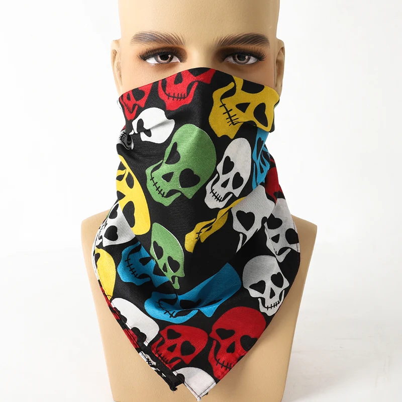 53cm Square Unisex Skull Printing Cotton Bandana Hairband Mens Biker Sports Headwear Wrist Mask Head Wrap Scarf Paisley