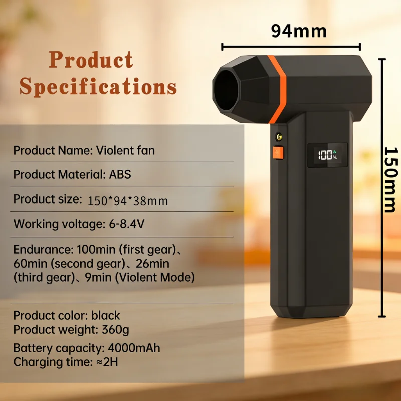 

Cordless Dust Blower, 4-Speed 140,000 RPM High-Speed Air Duster with 220g Air Pressure, Handheld Rechargeable Blower for Outdoor