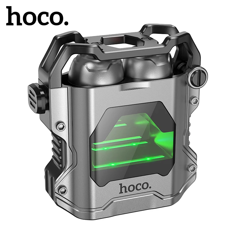 HOCO EW33 TWS Bluetooth 5.3 Earphone Zinc Alloy Shell Charging Box Gaming Touch Control Music Earbuds LED Light Display Earphone