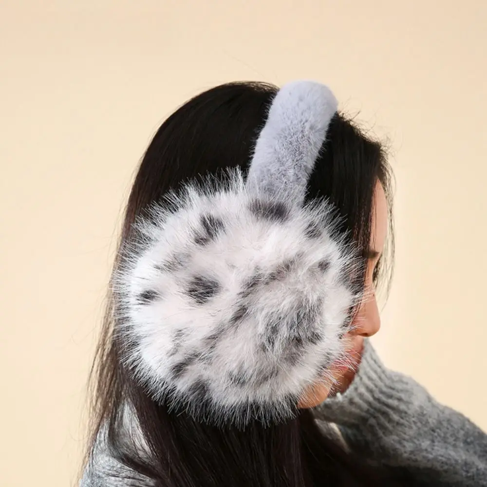 

Зимние теплые складные наушники, защита от холода, утолщенные складные грелки для ушей, антифриз, наушники из искусственного меха с леопардовым принтом