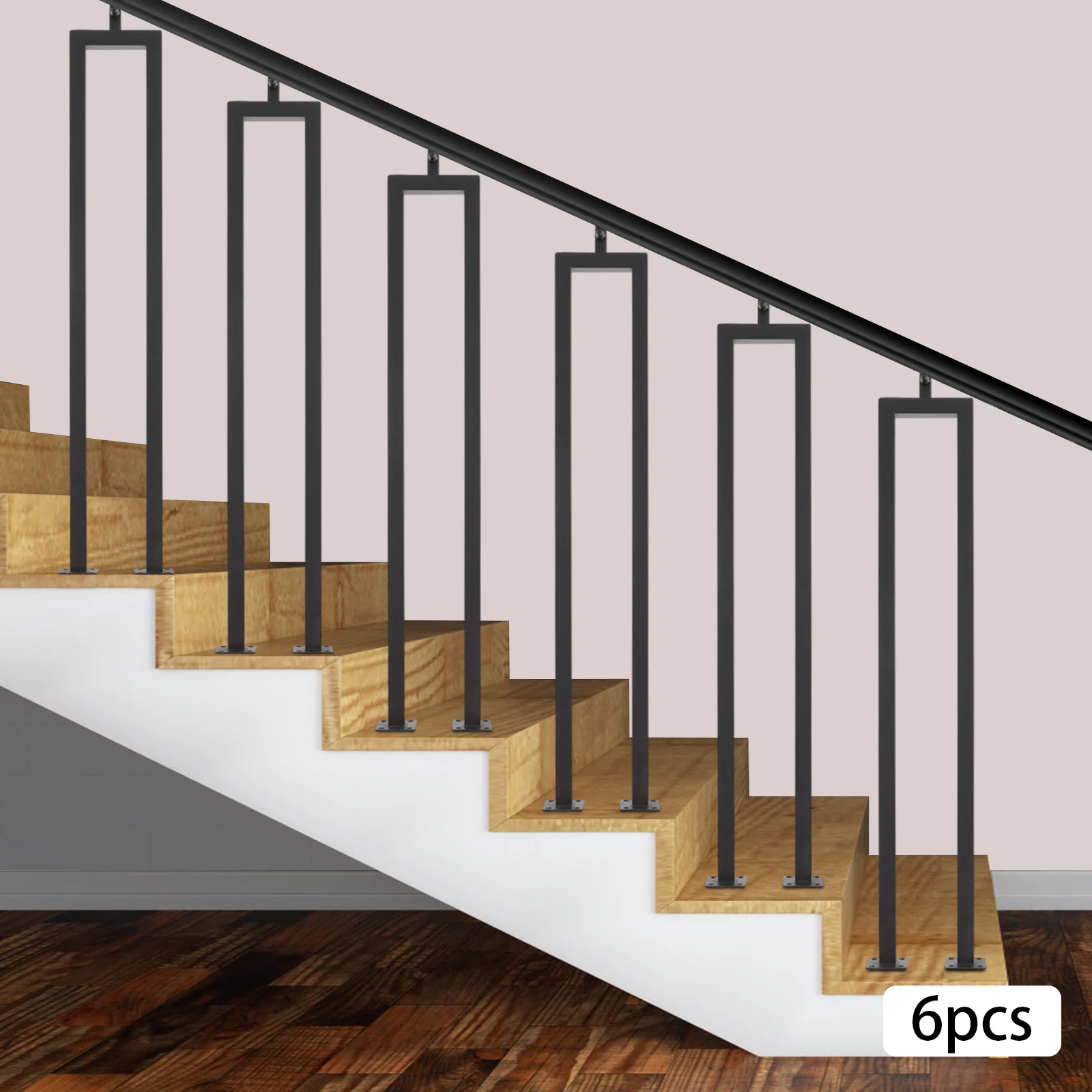 مجموعة درابزين الدرج على شكل حرف U مقاس 36 بوصة - 6 قطع، دعامات درابزين الدرج، لهجات درابزين متينة، ديكور قوي لسكك الدرج