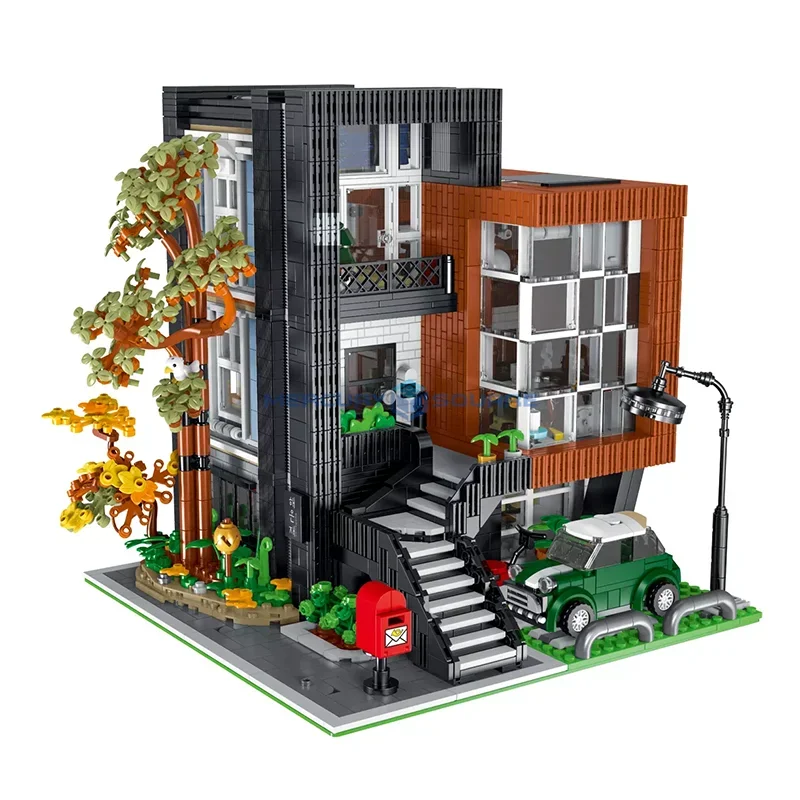 Modern Villa Model Blocks MOC 10205 Ideas Design Modular Architecture House Building Bricks Education Toy Gift Kids Boys Girls