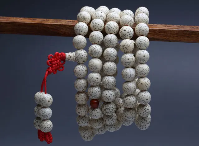 BRO968 Buddhist 108 Beige White Star Moon Bodhi Rosary 8mm Yoga Meditation Mala Necklaces