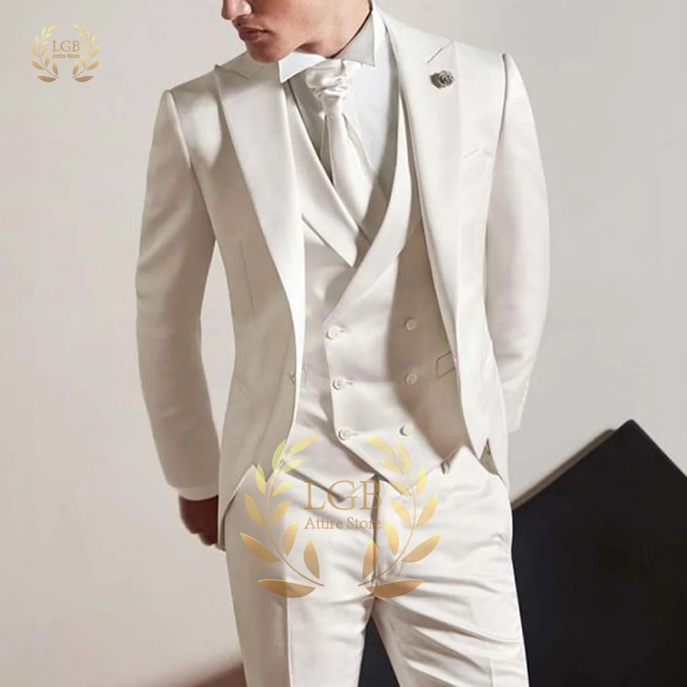 

Custom 3-Piece Men's Suit (Notch Lapel Jacket, Mandarin Collar Vest, Trousers) – Perfect for Weddings & Formal Events