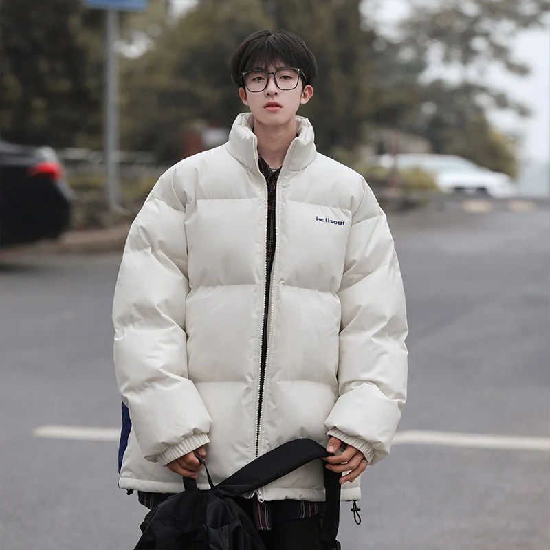 

Утепленное зимнее пальто для мужчин: повседневное хлопковое пальто с наполнителем из пуха, длинное, теплое, молодежное, модное, свободного кроя, на молнии, для зимы