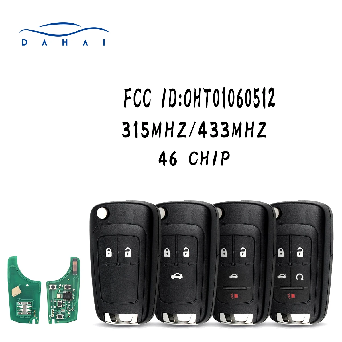 Dahai Key kunci mobil Remote 2B/3B // 4B/5B Fob 5B 315MHz/433MHz ID46 7941 untuk Chevrolet Cruze Camaro Malibu Sonic Opel GMC