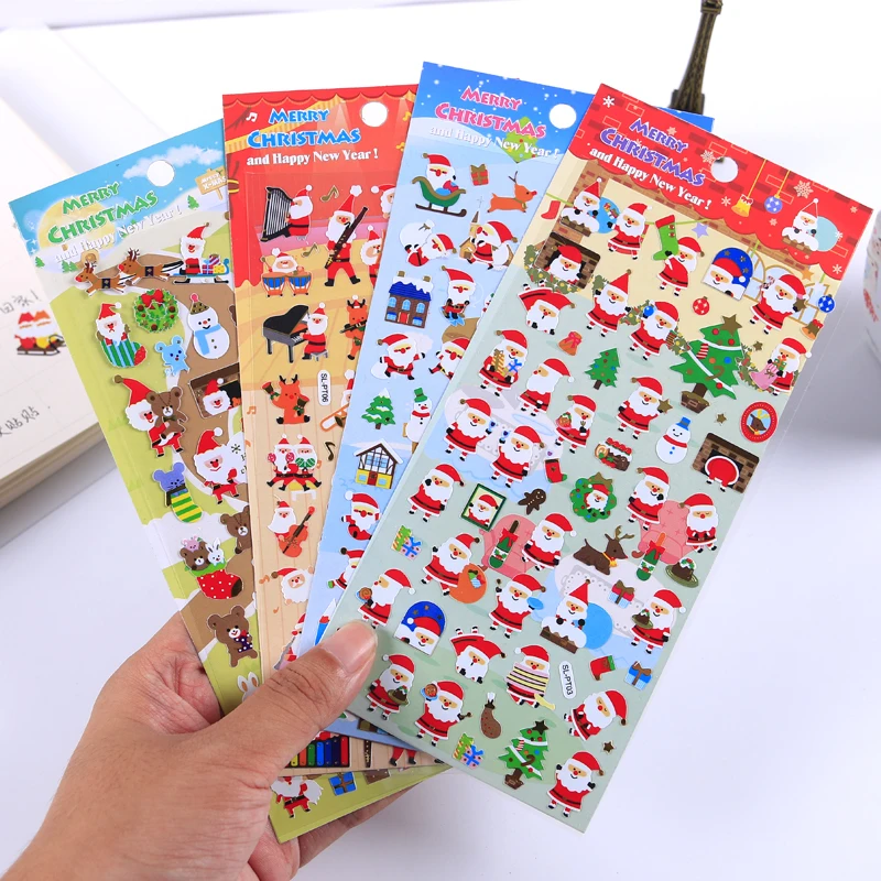 4 pcs Merry Christmas Golding Christmas Special Adhesive Stickers Scrapbooking DIY Journaling Diary Cute Stationery Stickers