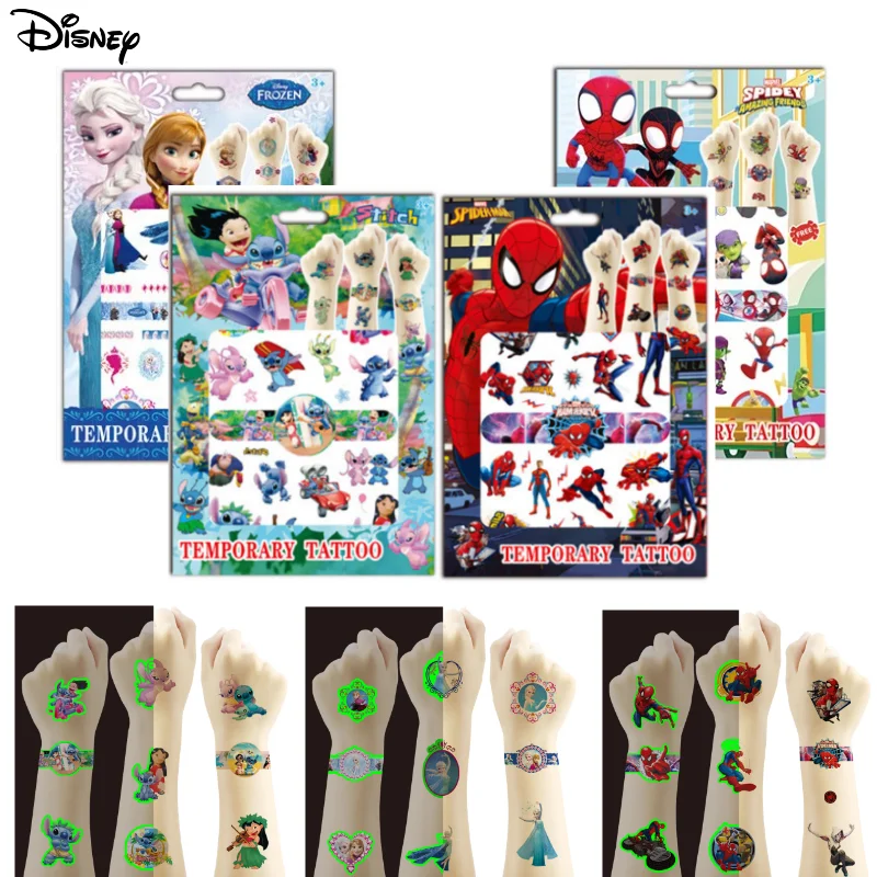 Disney Kids Temporary Tattoo Sticker Toy Frozen Avengers Stitch Spiderman DIY Face Arm Body Art Waterproof Tattoos Children Gift