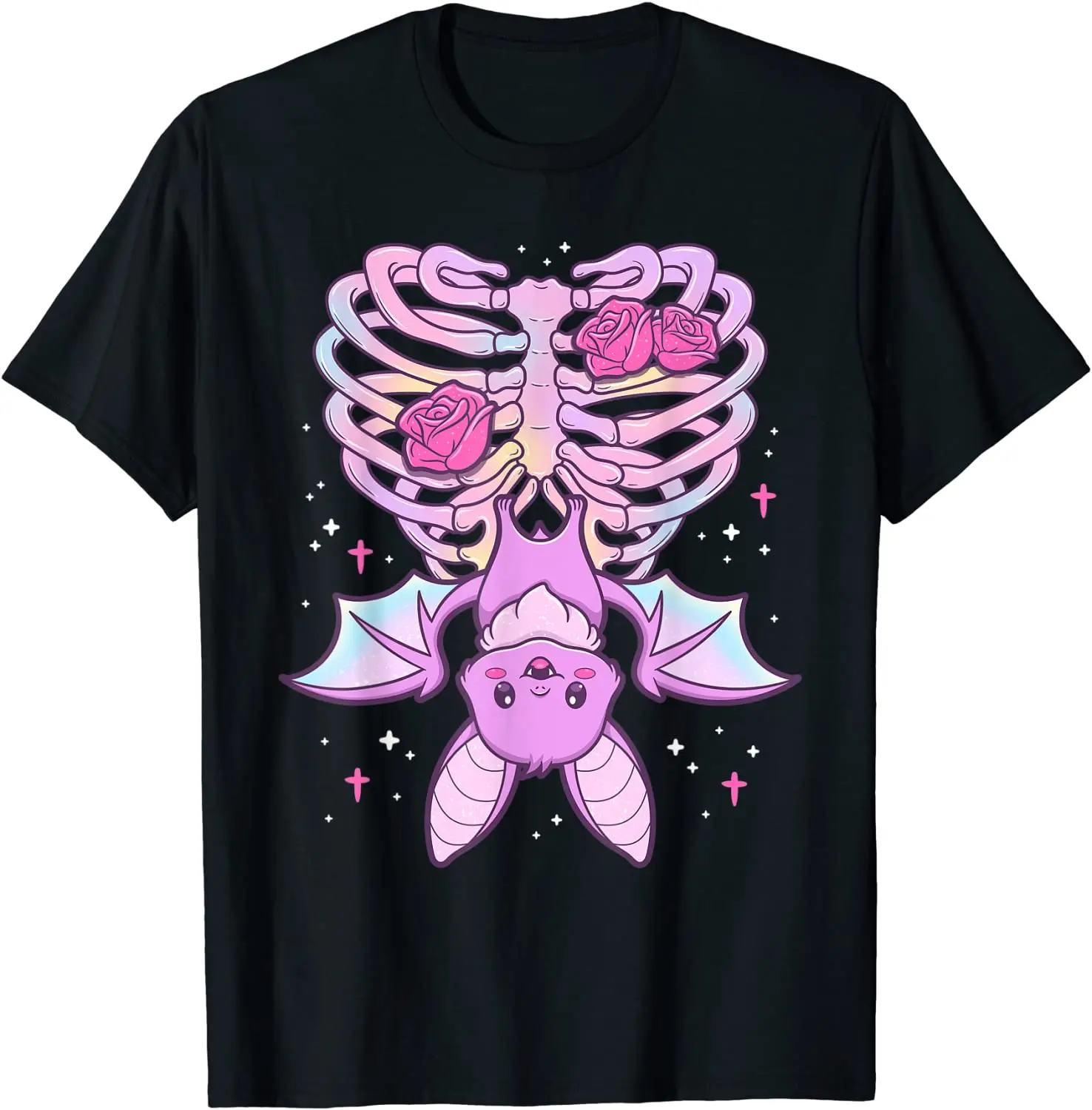 Kawaii Pastel Goth Cute Creepy Bat Skeleton T-Shirt