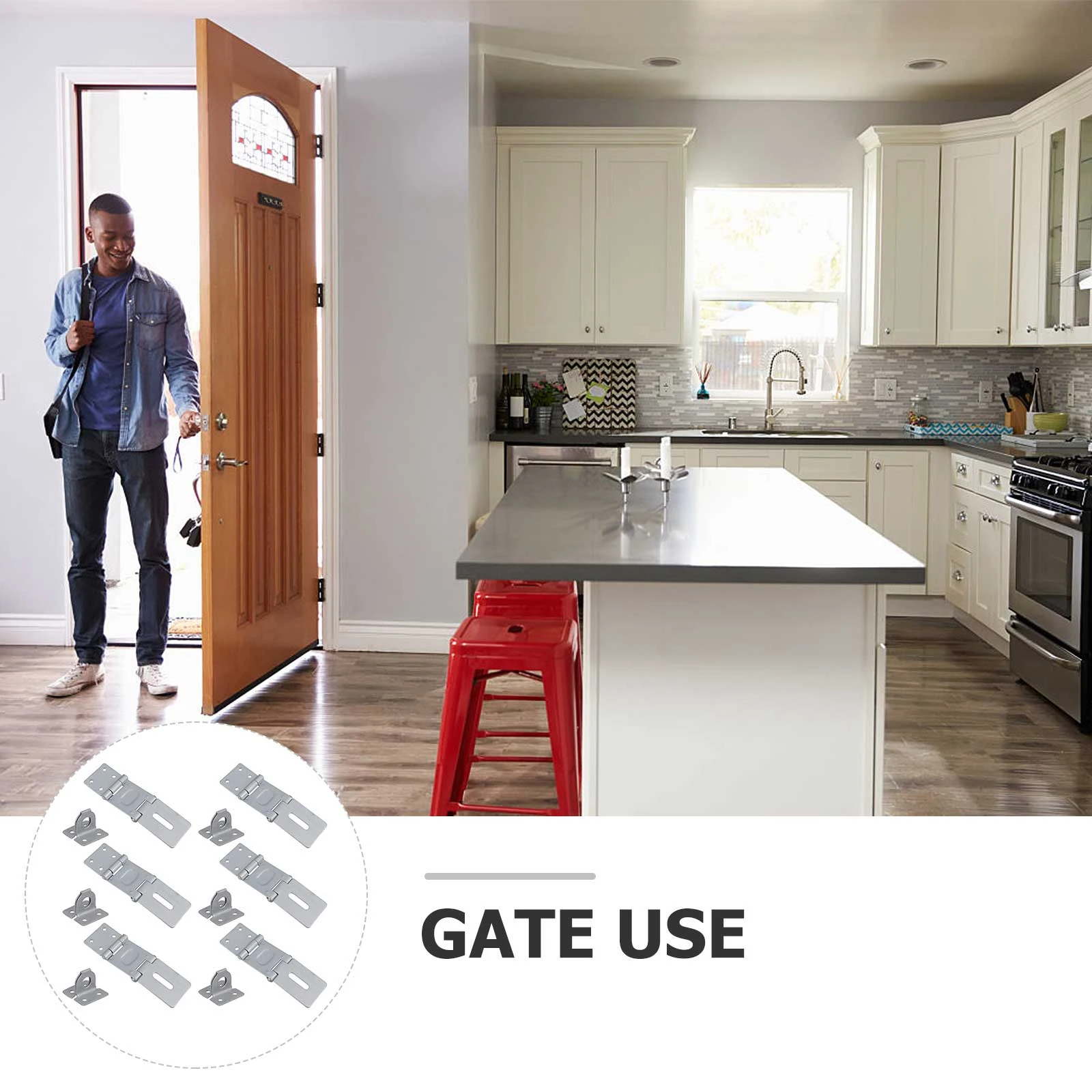 

1 Set 3 Inch 90 Degree Right Angle Padlock Hasp Stainless Steel Door Clasp Latch For Gate Lock Hasp Door Bolt Lock Hardware