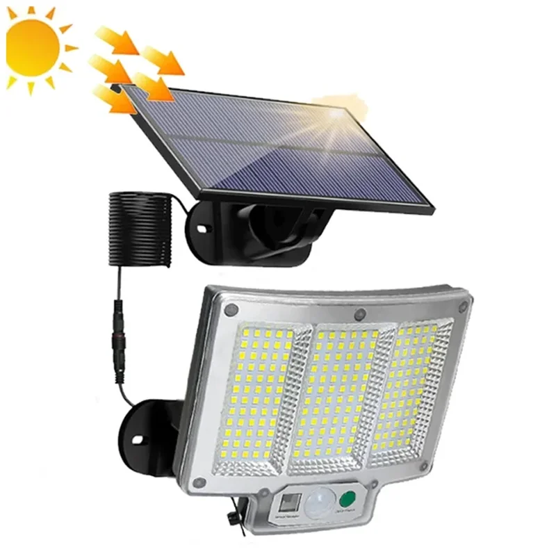 

Солнечные прожекторы для улицы, 192 светодиода, с датчиком движения, на солнечной батарее, с пультом ДУ, водонепроницаемые, 3 режима, садовые светильники