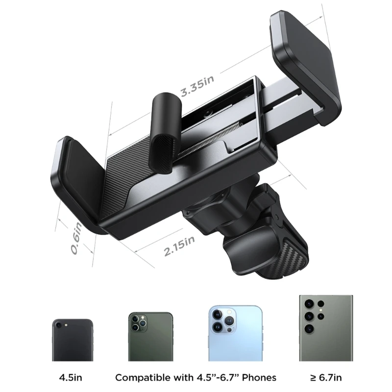 Clip gancho rotación y bloqueo 360, soporte para teléfono coche, soporte ventilación para teléfono, soporte para