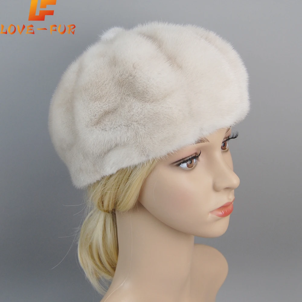 

Hot Sale Fashion Women Luxurious Full Pelt Genuine Mink Fur Cap Female Warm Fur Hats Winter Outdoor Real Mink Fur Beanies Caps