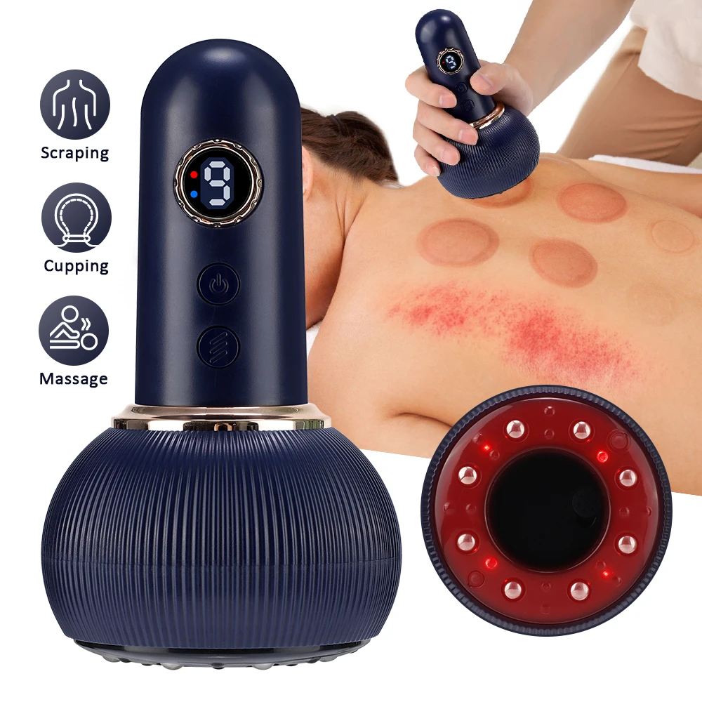 Intelligent Cupping Massager Electric Scraping Cupping Device 9 Levels Negative Pressure Heating GuaSha Tool Suction Cup