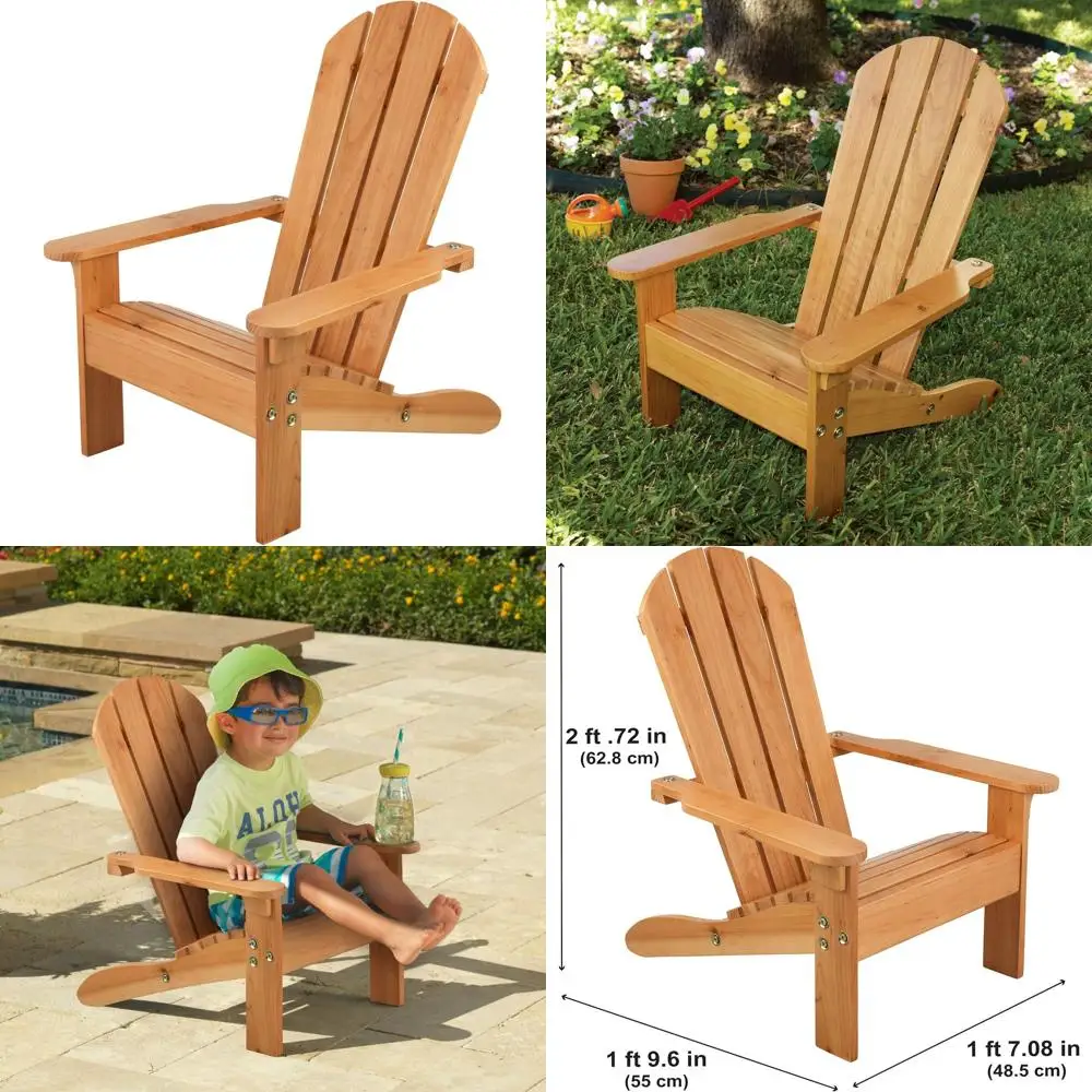 

Honey-Toned Adirondack Kids' Outdoor Chair, Patio Furniture for Ages 3-8, 21.5 x 19.2 x 24.5