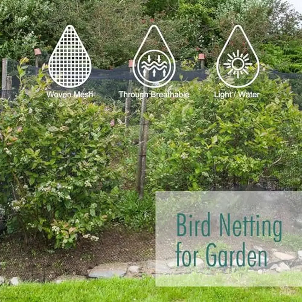 26x49 FT Garden Netting Kit Heavy Duty Mesh Pest Barrier with Ties Staples Vegetable Fruit Trees Blueberry Chickens Deer