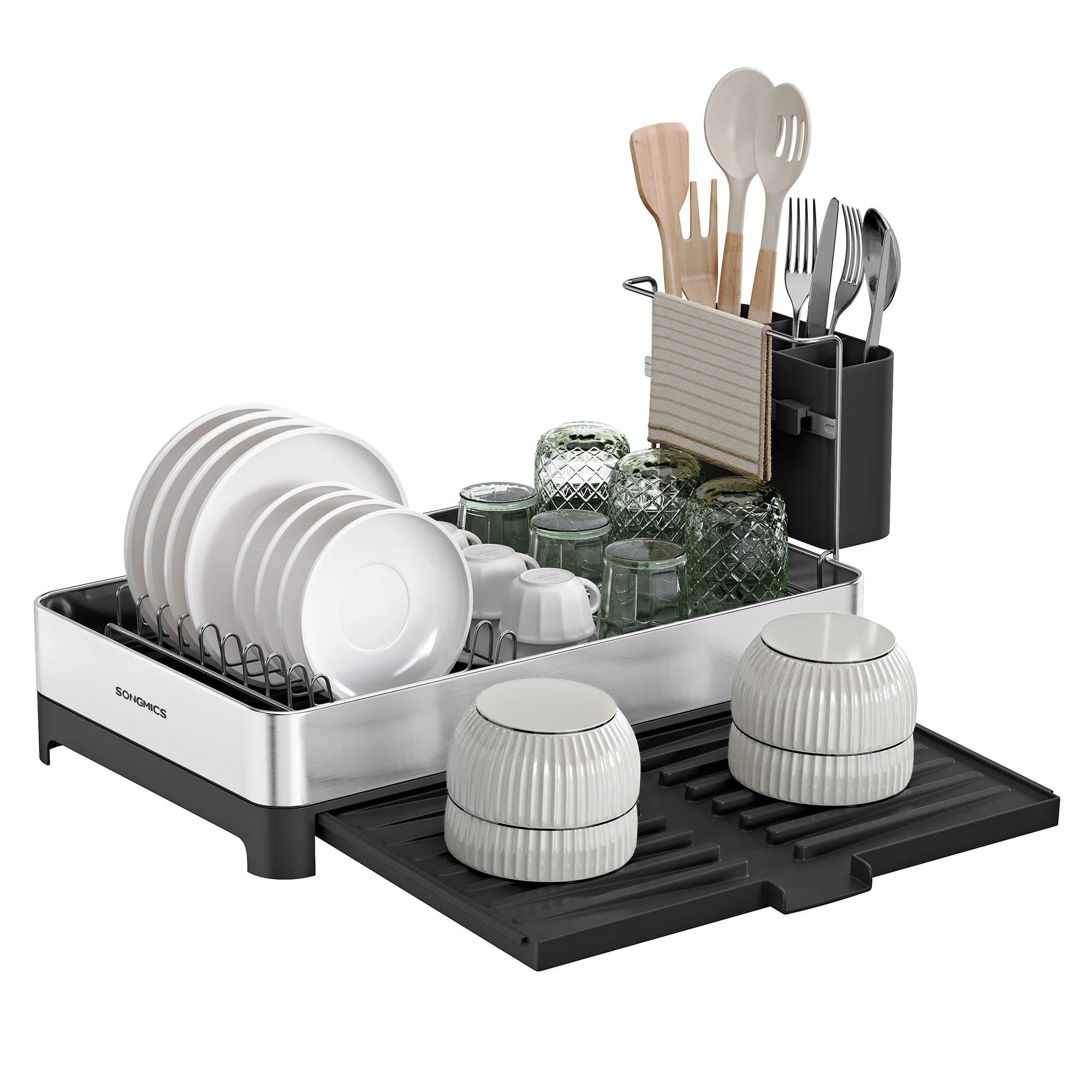 

Expandable Kitchen Organizer Tableware Drain Stainless Steel Tableware Drying Rack Kitchen Storage Rack