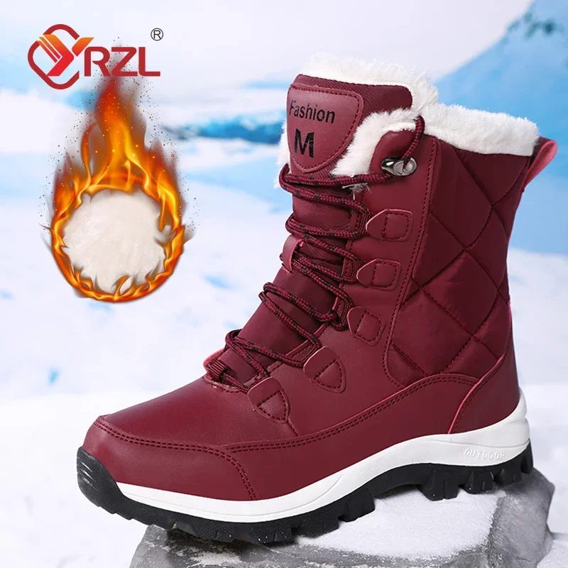 

YRZL Boots Women Non Slip Winter Snow Boots Platform Shoes for Women Warm Cotton Shoe Ladies Flat Botas Mujer Winter Boot Female