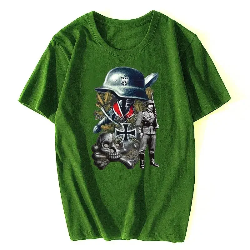 Wehrmacht Bundeswehr Oak Leaves Iron Cross Medal Steelhelm Sword T-Shirt Men Cotton Tees Tops Harajuku Streetwear