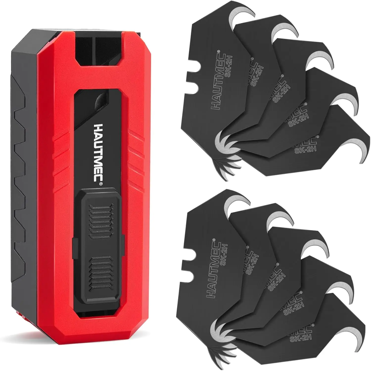 

10-Pack SK2H Steel Hook Blades with Safety Dispenser, Standard Size for Heavy-Duty Cutting