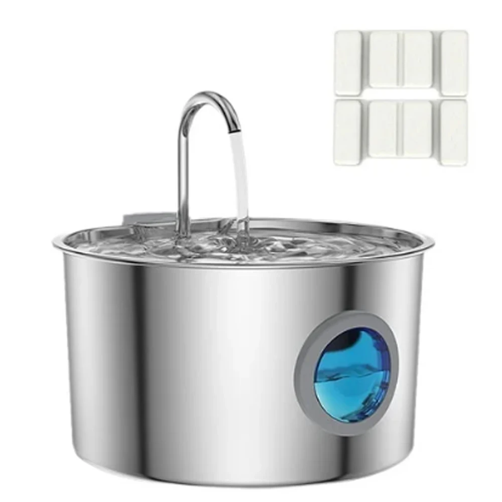 

3.2L Stainless Steel Pet Water Dispenser USB Plug in Power Supply Silent Filter Cat and Dog Water Dispenser