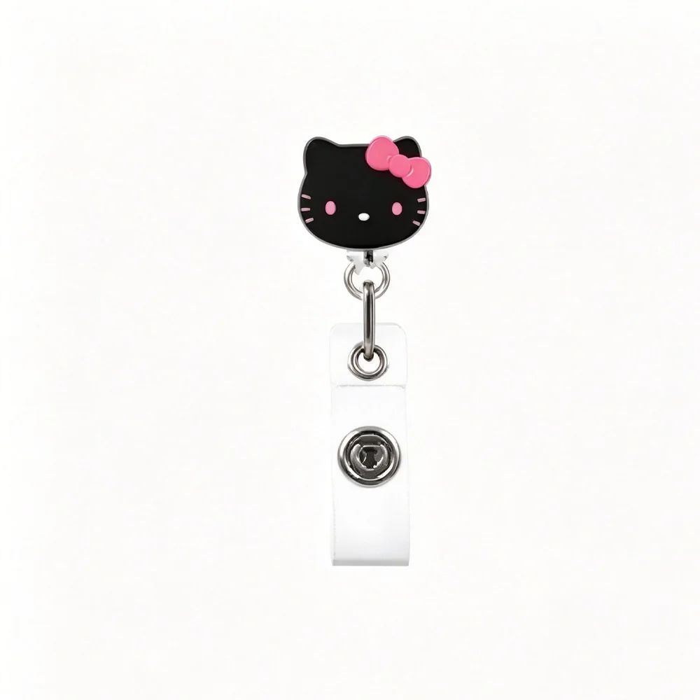 Sanrio Hello Kitty Telescopic Silicone Cartoon Easy Pull Buckle Portable Card Cover Accessory Anti Loss Key Portable Pendant view 3