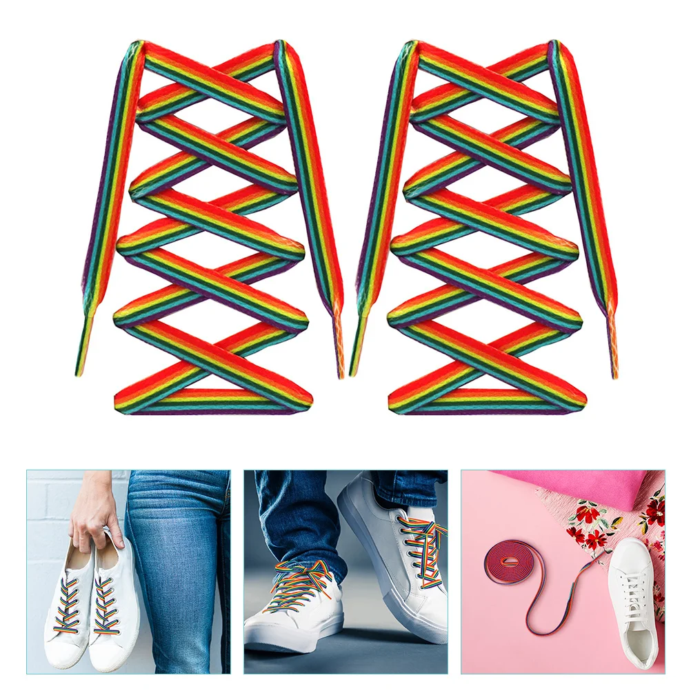 Rainbow Gradient Laces Versatile Shoes Tie Fashionable Vertical Stripes Shoestring Accessories Canvas Ties Boot