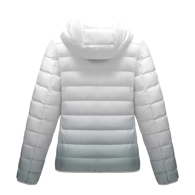 Women Gradient Designer Puffer Jackets 90% White Duck Down Jackets Female Hooded Slim Fit Ultra Lightweight Keep Warm Down Coats